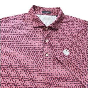 Turtleson Pine Valley Golf SS Polo Shirt Logo Floral Pink & Blue XL Men MINT